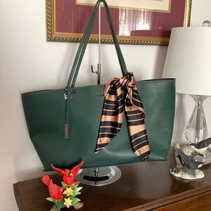 Ivanka Trump Green Tote Shoulder Bag with IV Logo on Scarf